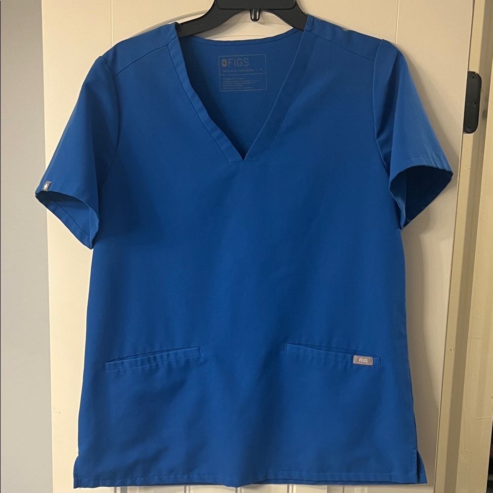 Figs Royal Blue V-Neck Scrub Top